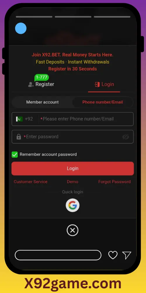 X92 Game Login
